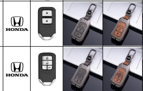 Bộ ốp kim loại mặt da + lưng da bò dập chìm logo mix móc khoá HONDA
