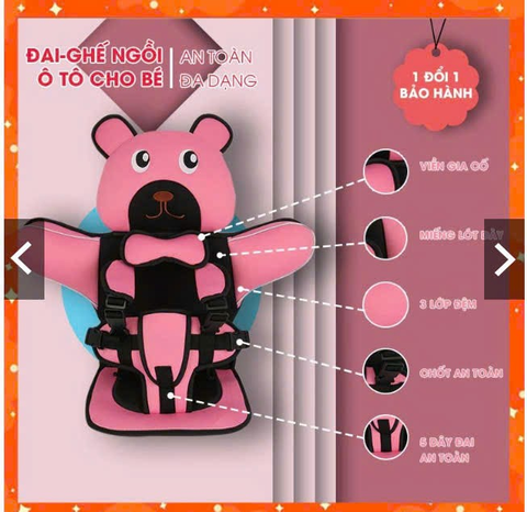 (KH) 🚗 Đai ghế ngồi ô tô an toàn cho bé – 14 màu | Đệm êm – thoáng khí – bảo vệ toàn diện - DG08