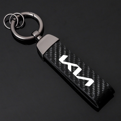 Móc khoá dây da dài sợi carbon thể thao in logo hãng