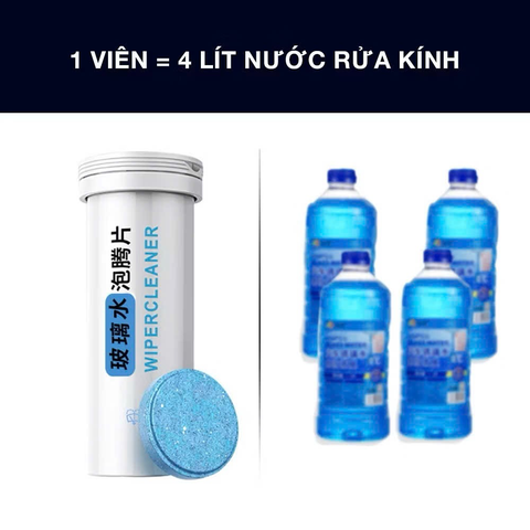 Lọ Ống 15 Viên Sủi Rửa Kính Ô Tô Xe Hơi Đậm Đặc Tiện Dụng (Hàng Loại 1, 1 viên= 4L)