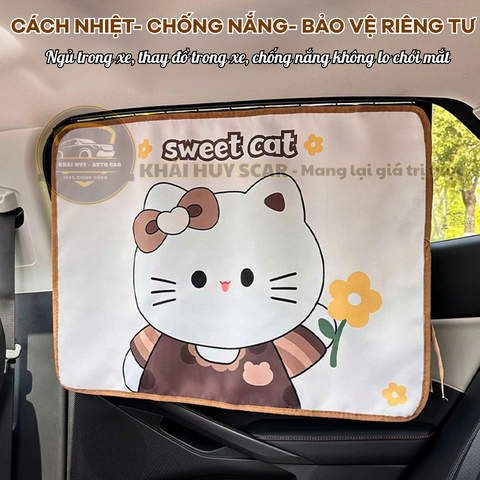 Rèm vải Cotton che nắng bên trong ô tô kích thước 70x50cm