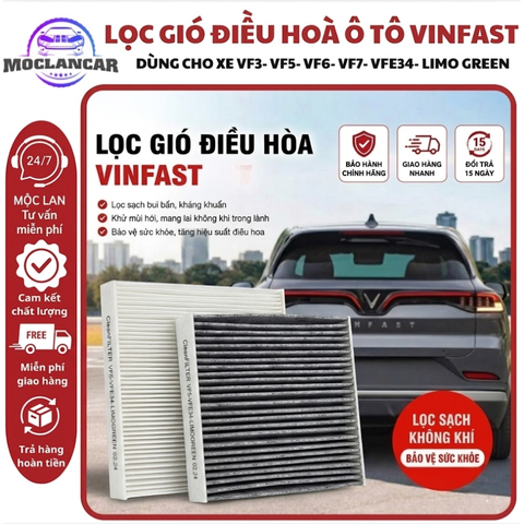 (KH) Lọc gió điều hòa Vinfast VF3 Vfe34 Vf5 Vf6 Vf7 Vf8 Vf9 Fadil LimoGreen