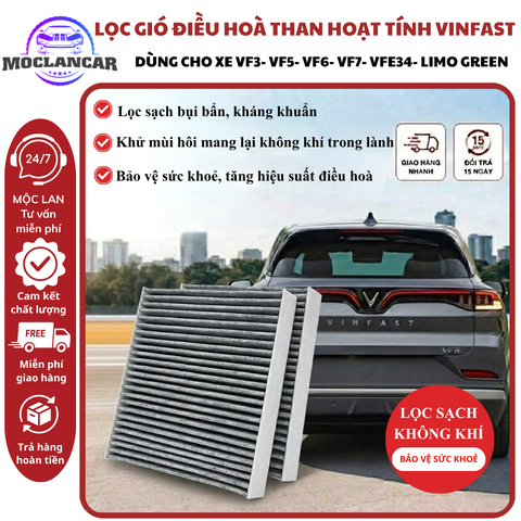 (KH) Lọc gió điều hòa Vinfast VF3 Vfe34 Vf5 Vf6 Vf7 Vf8 Vf9 Fadil LimoGreen