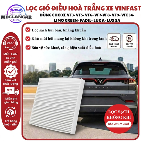 (KH) Lọc gió điều hòa Vinfast VF3 Vfe34 Vf5 Vf6 Vf7 Vf8 Vf9 Fadil LimoGreen