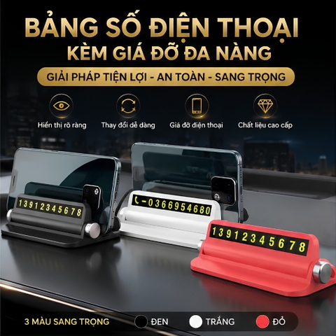 (KH) (bảng số 2) Bảng số điện thoại kèm giá đỡ 6 dãy số màu