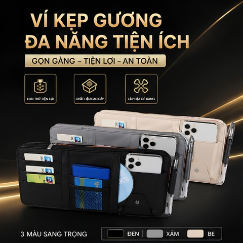🚗 TÚI / VÍ KẸP GƯƠNG Ô TÔ ĐỰNG ĐỒ TIỆN ÍCH – GỌN GÀNG – TIỆN LỢI – DỄ LẤY ĐỒ