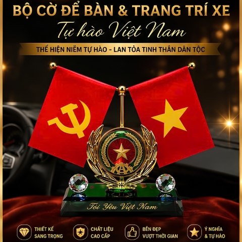 Bộ Cờ Đảng Và Cờ Tổ Quốc Trang Trí Xe Ô Tô, Văn Phòng Bàn Làm Việc