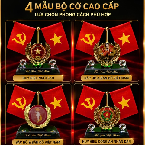Bộ Cờ Đảng Và Cờ Tổ Quốc Trang Trí Xe Ô Tô, Văn Phòng Bàn Làm Việc