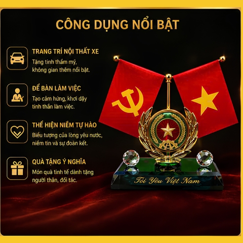 Bộ Cờ Đảng Và Cờ Tổ Quốc Trang Trí Xe Ô Tô, Văn Phòng Bàn Làm Việc