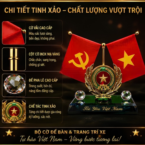 Bộ Cờ Đảng Và Cờ Tổ Quốc Trang Trí Xe Ô Tô, Văn Phòng Bàn Làm Việc