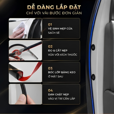 (cuộn 5 mét) CHỈ VIỀN NỘI THẤT Ô TÔ XE HƠI NHIỀU MÀU - nẹp trang trí ô tô