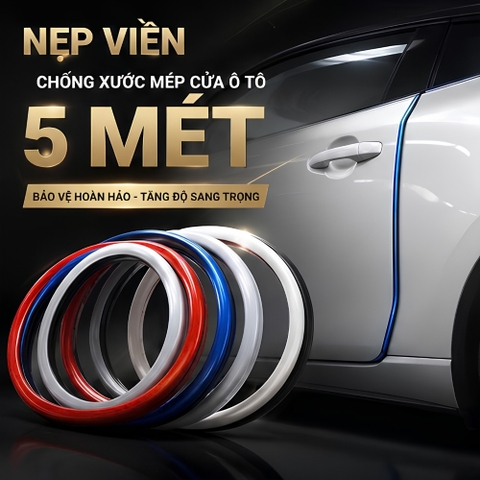 (cuộn 5 mét) CHỈ VIỀN NỘI THẤT Ô TÔ XE HƠI NHIỀU MÀU - nẹp trang trí ô tô