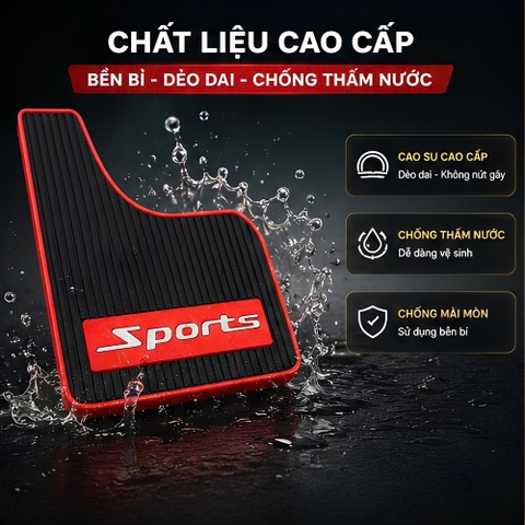 (KH) Bộ 2 tấm cao su chắn bùn thể thao KT 43x23 kèm ốc vít - Size lớn