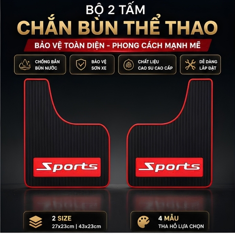 (KH) Bộ 2 tấm cao su chắn bùn thể thao KT 43x23 kèm ốc vít - Size lớn