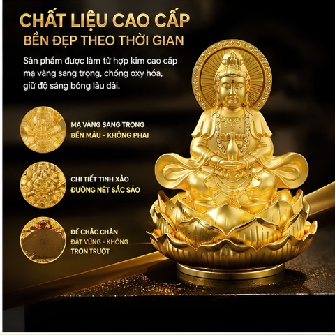 (6 mã) Tượng phật mạ vàng Quan Âm