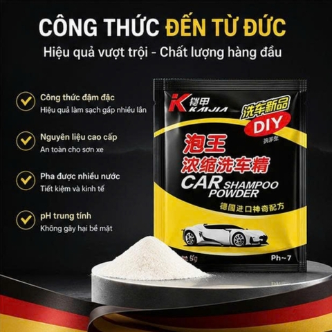 (DIY) Túi bột rửa xe ô tô không chạm Shampoo Powder 5gram pha với 5 lít nước