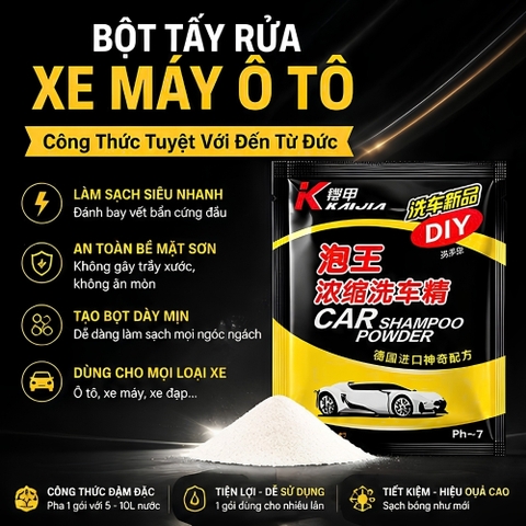 (DIY) Túi bột rửa xe ô tô không chạm Shampoo Powder 5gram pha với 5 lít nước