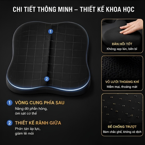 (KH) Đệm Lót Ghế Ô Tô Cao Su Non Nâng Chiều Cao, Cải Thiên Tầm Nhìn Chống Mỏi Hiệu Quả