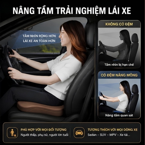 (KH) Đệm Lót Ghế Ô Tô Cao Su Non Nâng Chiều Cao, Cải Thiên Tầm Nhìn Chống Mỏi Hiệu Quả