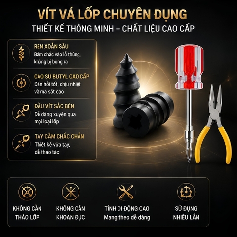 [HOT] Bộ Dụng Cụ Vá lốp khẩn cấp Bằng Vít chuyên dụng - Không cần tháo lốp (Bộ đầy đủ)