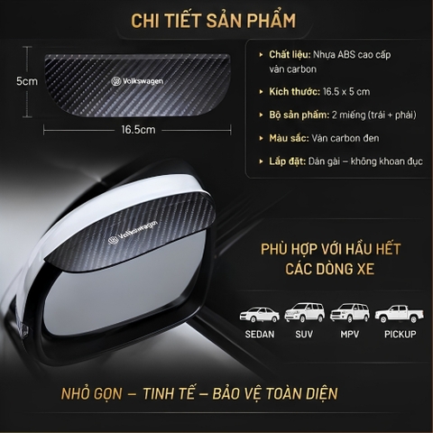 (KH) Bộ 2 miếng vè che mưa dạng kẹp gương màu đen mix logo hãng