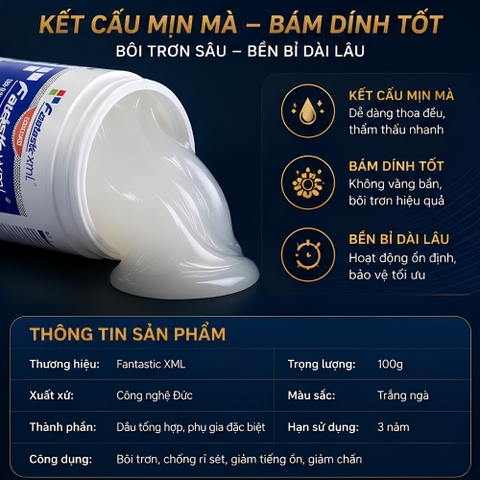 Mỡ bôi trơn bảo dưỡng ô tô đa năng, giảm tiếng cọt kẹt, chống rỉ sét, giảm chấn Fantastlc xmL công nghệ Đức