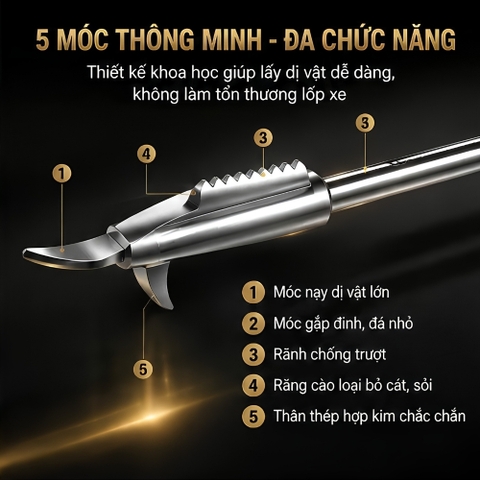 (KH) Dụng Cụ Nạy Đinh, Loại Bỏ Gạch Đá, Cát Lốp Xe Hơi, Bảo Vệ Lốp Xe Tiện Lợi