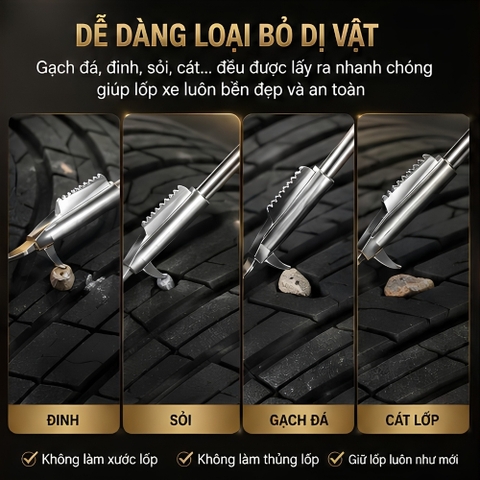 (KH) Dụng Cụ Nạy Đinh, Loại Bỏ Gạch Đá, Cát Lốp Xe Hơi, Bảo Vệ Lốp Xe Tiện Lợi