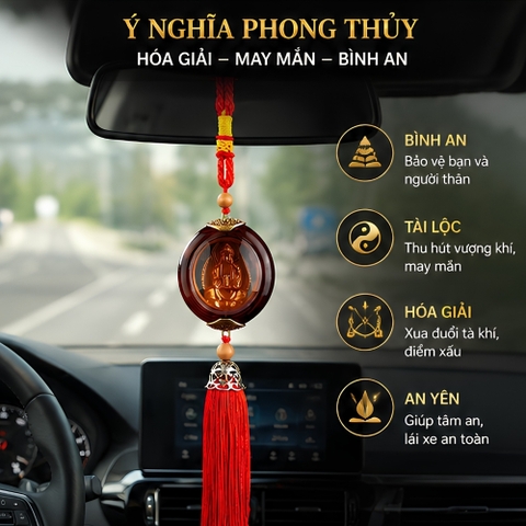 Khánh treo xe phong thủy, dây tua rua đá
