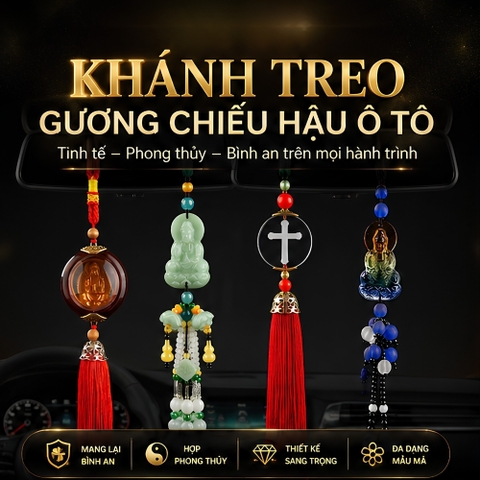 Khánh treo xe phong thủy, dây tua rua đá
