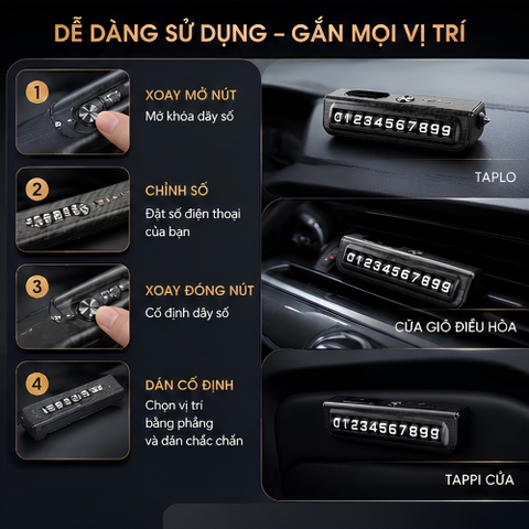 (KH) Bảng số Simple fast 2 in 1 dãy số lăn + búa phá kính đặt taplo dừng đỗ mix logo