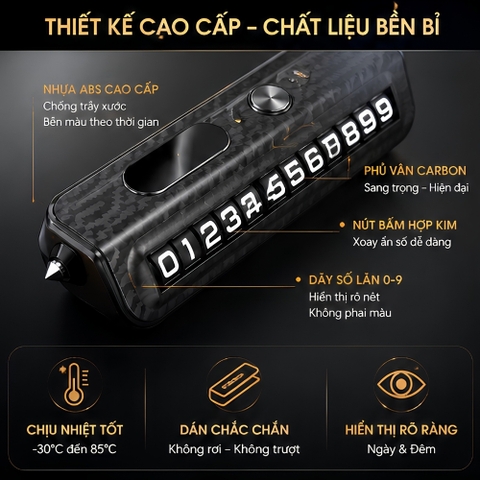 (KH) Bảng số Simple fast 2 in 1 dãy số lăn + búa phá kính đặt taplo dừng đỗ mix logo