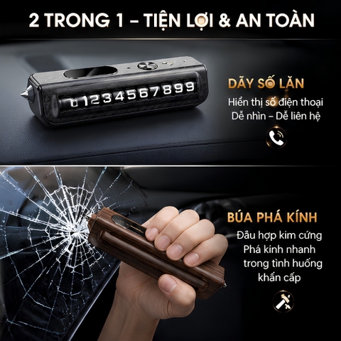 (KH) Bảng số Simple fast 2 in 1 dãy số lăn + búa phá kính đặt taplo dừng đỗ mix logo