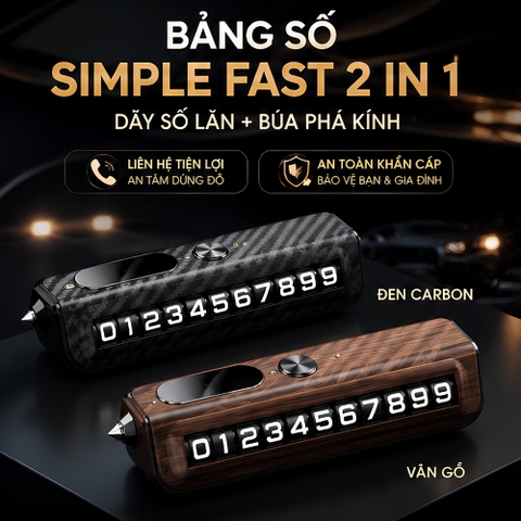(KH) Bảng số Simple fast 2 in 1 dãy số lăn + búa phá kính đặt taplo dừng đỗ mix logo