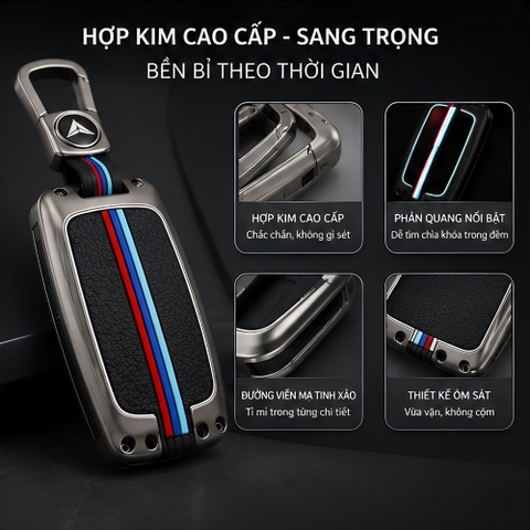 (80 loại xe ô tô ) Ốp bảo vệ chìa khóa bằng hợp kim có phản quang - OKL màu gray