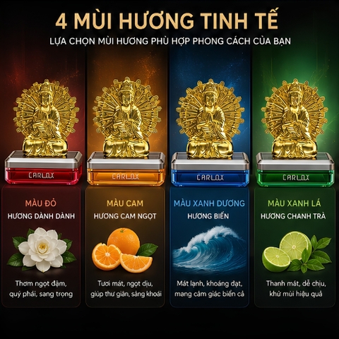 (50ml) Nước hoa ô tô CARLOX kiêm tượng phật Quan Thế Âm nghìn tay xoay 360 độ bằng năng lượng mặt trời
