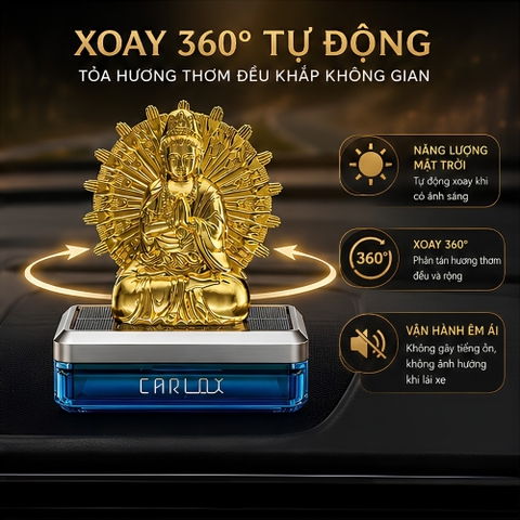 (50ml) Nước hoa ô tô CARLOX kiêm tượng phật Quan Thế Âm nghìn tay xoay 360 độ bằng năng lượng mặt trời