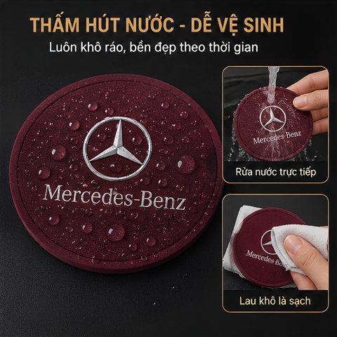 ( 6 màu) Lót cốc logo bằng da chất liệu da lộn