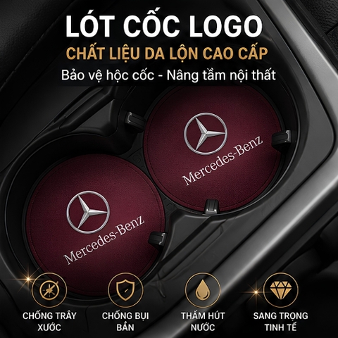 ( 6 màu) Lót cốc logo bằng da chất liệu da lộn