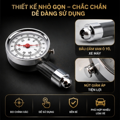 Đồng hồ đo áp suất lốp cầm tay - hàng có hộp