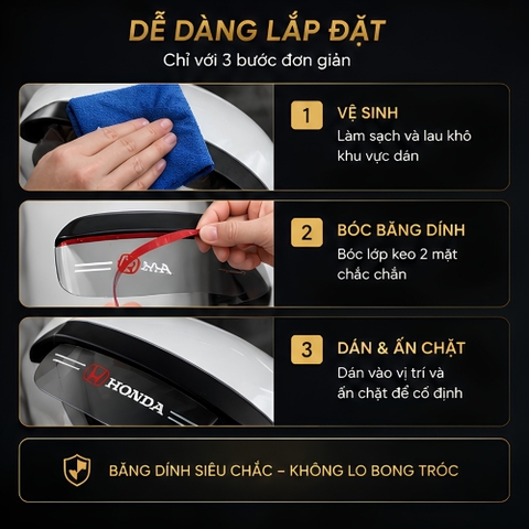 Bộ 2 miếng vè che mưa trong suốt logo hãng - VCM