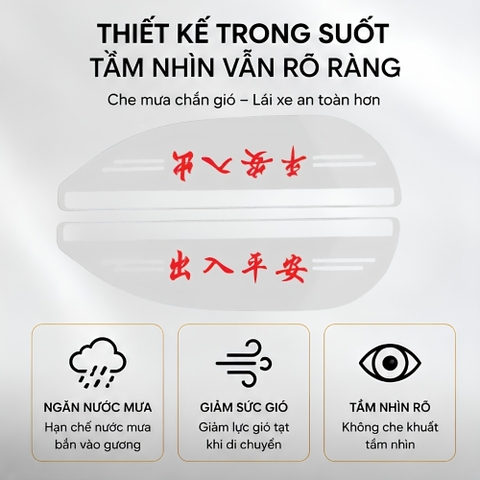Bộ 2 miếng vè che mưa trong suốt logo hãng - VCM