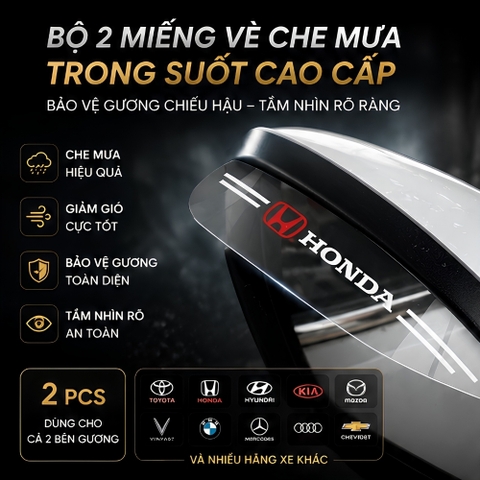Bộ 2 miếng vè che mưa trong suốt logo hãng - VCM
