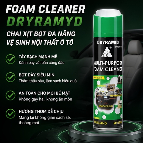 (KH) Xịt bọt đa năng vệ sinh ghế da nội thất màu xanh Dyramid