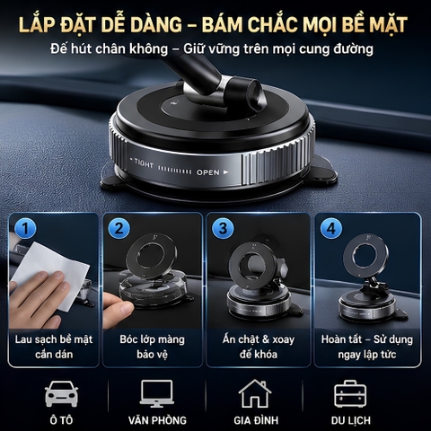 Giá Đỡ Điện Thoại Hút Từ Gấp Gọn Trên Ô Tô - mẫu mới 2025