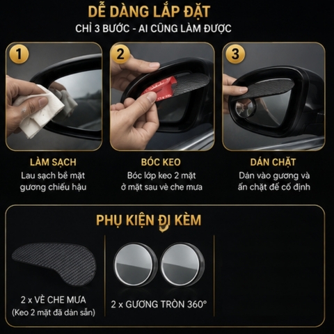 gương cầu lồi ô tô SEAMETAL Gương Chiếu Hậu Tròn Nhỏ Tự Động Đảo Ngược Điểm Mù 360 Độ Đa Năng