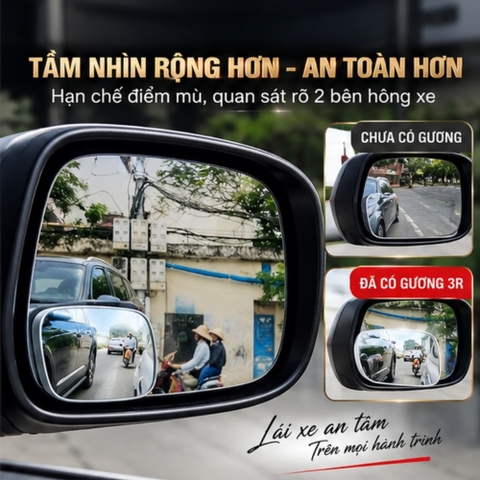 GƯƠNG CẦU LỒI CHÍNH HÃNG 3R - gương cầu chiếu hậu siêu to