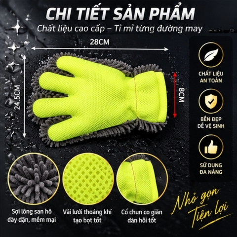 Găng Tay Lông Cừu San Hô Mềm Mại Thấm Hút Nước Vệ Sinh Cửa Kính Xe Hơi