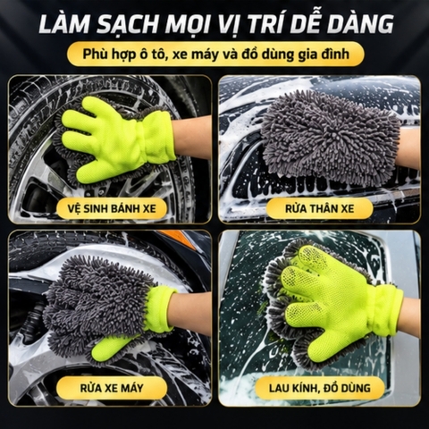 Găng Tay Lông Cừu San Hô Mềm Mại Thấm Hút Nước Vệ Sinh Cửa Kính Xe Hơi