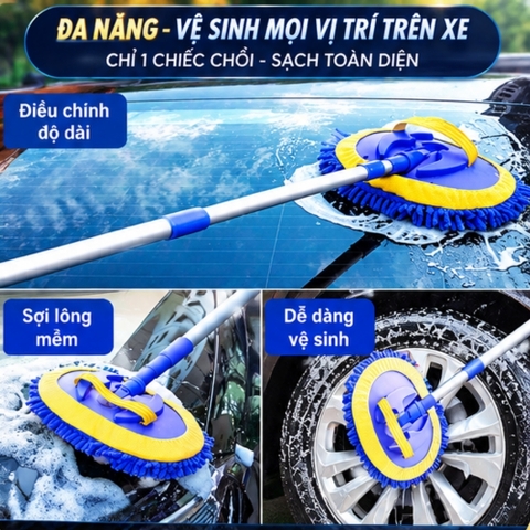 (KH) Chổi lau bông san hô cán siêu dài 1.2 mét